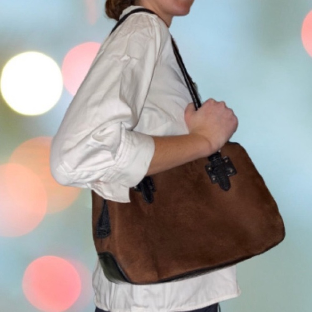 Croft & Barrow Brown Suede Shoulder Bag
